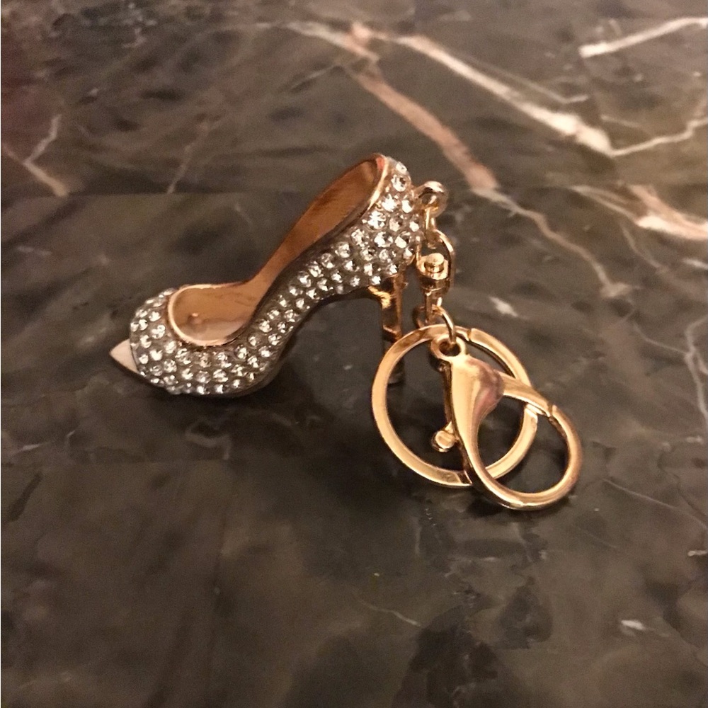 White and Gold High Heel Bag Charm/Keychain